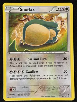 Pokemon - Snorlax 77/124 - Fates Collide Non Holo Rare - NM - Image 1