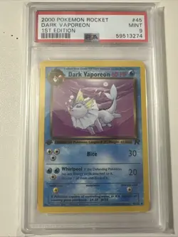 Pokemon PSA 9 Dark Vaporeon 1st Edition 45/82 Team Rocket Regular - Image 1