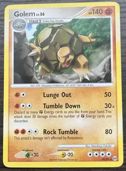 Golem 19/99 Pokemon TCG Platinum Arceus Rare Moderately Played MP - Image 1