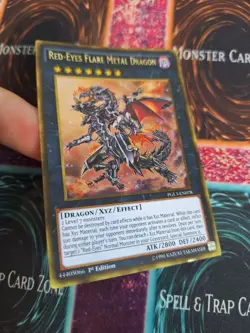 Yugioh Red-Eyes Flare Metal Dragon PGL3-EN078 Gold Rare 1st Edition Near Mint - Image 2