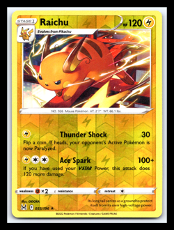 Raichu 053/196 Reverse Holo Pokemon TCG SWSH11: Lost Origin - Image 1