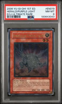 2006 YU-GI-OH! EOJ-ENEMY OF JUSTICE #EN019 HERALD OF PURPLE LIGHT PSA 8 - Image 1