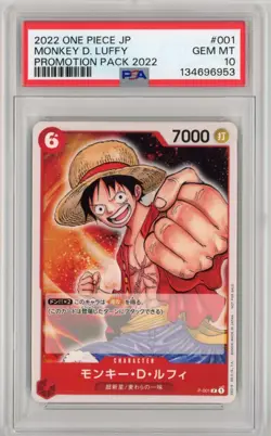 PSA 10 GEM MINT ONE PIECE 2022 MONKEY D. LUFFY P-001 PROMOTION PACK 001 - Image 1