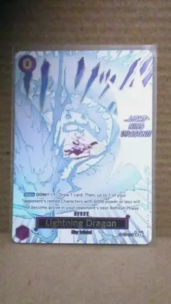 One Piece 2 booster's Kami's island pack and op-15-007 lightning dragon card - Image 1