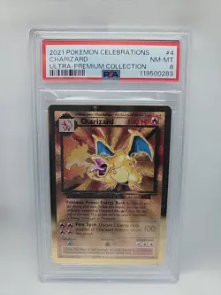 PSA 8 Gold Metal Charizard Pokemon Celebrations Ultra Premium Collection UPC #4 - Image 1