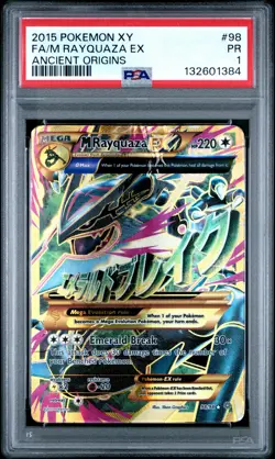 2015 POKEMON XY ANCIENT ORIGINS #98 FULL ART/M RAYQUAZA EX PSA 1 - Image 1