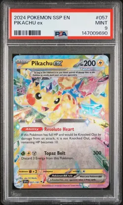 Pikachu Ex Pokemon Ssp En-Surging Sparks 057 NM PSA 9 - Image 1