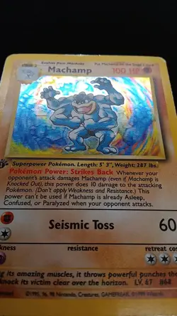 Pokemon TCG 1st Edition Base Set Holo Machamp 8/102 LP/NM WOTC (Original Owner) - Image 2
