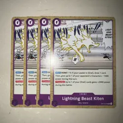 One Piece TCG OP15-076 Lightning Beast Kiten X4 Playset Adventure on KAM… Eng - Image 1
