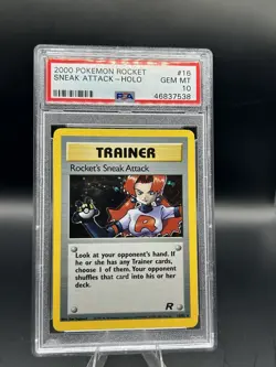 Pokemon 2000 Rockets Sneak Attack Trainer Holo Card 16/82 PSA 10 - Image 1