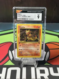 CGC MINT 9 Pokemon Magmar 39/62 1999 Fossil 1st Edition - Image 1