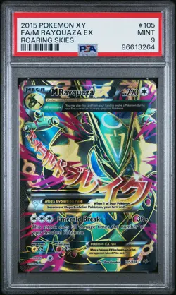 2015 Pokemon XY Roaring Skies Full Art/M Rayquaza EX 105 PSA 9 - Image 1