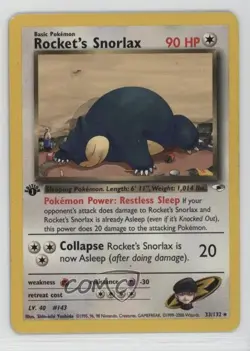 Rocket's Snorlax 1st Ed. Pokemon Gym Heroes #33 2000 - Image 1