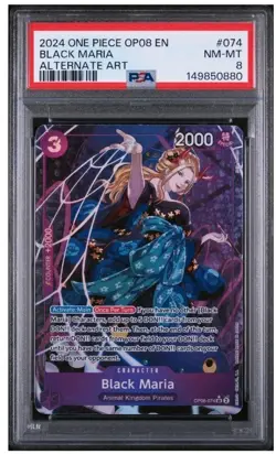 2024 ONE PIECE OP08-TWO LEGENDS #074 BLACK MARIA OP08-ALTERNATE ART PSA 8 - Image 1