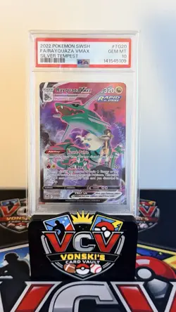 PSA 10 2022 POKEMON SWORD & SHIELD #TG20 FA/RAYQUAZA VMAX SILVER TEMPEST - Image 1