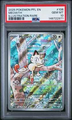 Meowth Illustration Rare PSA 10 - Pokemon Phantasmal Flames English - Image 1