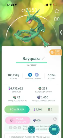 Pokemon Go Legendary Rayquaza ( Normal ) (Reduced) - Image 1