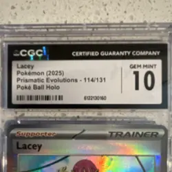Pokemon Lacey Trainer Prismatic Evolutions 114/131 CGC 10 Poke Ball Holo 2025 - Image 3