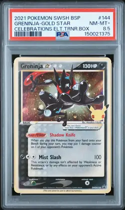 2021 POKEMON SWSH BLACK STAR PROMO #144 GRENINJA-GOLD STAR PSA 8.5 - Image 1