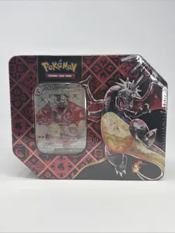 Pokemon TCG Paldean Fates Shiny Charizard EX Tin 5 Pack Factory Sealed - Image 1