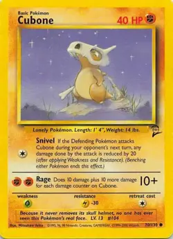 Cubone 70/130 Base Set 2 Common NM Pokemon TCG - Image 1
