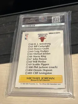 1990-91 NBA Hoops - Art Card Team Checklist Michael Jordan #358 - Image 2