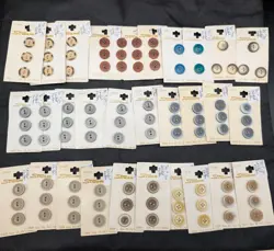 Vintage Assortment Buttons On Cards Lot of 91 Streamline Size 24 - Image 1