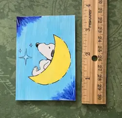 ACEO Original Acrylic Homemade Recycled Art Card Dog Cartoon Painting 2.5 X 3.5 - Image 2