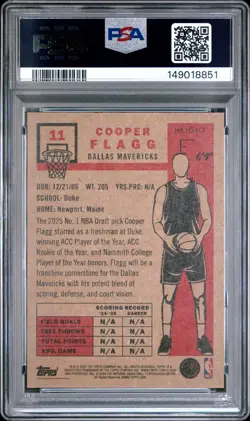 2026 Topps Living Cooper Flagg #11 Rookie Card PSA 8 NM-MINT - Image 2