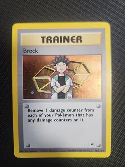 Pokemon TCG Card Brock 15/132 Gym Heroes Unlimited Holo Rare MP - Image 1