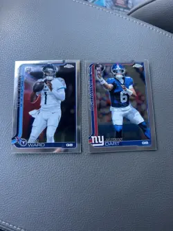 2025 Topps Chrome Rookie Cards Cam Ward Titans & Jaxson Dart Giants Lot of 2 - Image 1