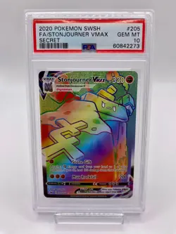 🏆PSA 10 Pokemon Cards: Sword & Shield Rainbow Rare: Stonjourner VMAX 205/202🏆 - Image 1