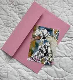 ACEO Original Art Card, Collage, 2.5 x 3.5, Dog, Flowers, Lithography - Image 3