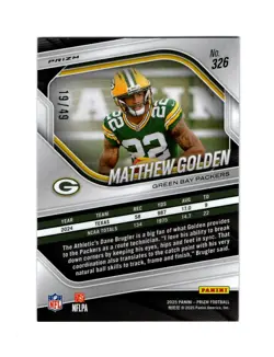 MATTHEW GOLDEN PACKERS 2025 PRIZM RED SHIMMER CARD /49 - Image 2