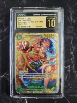 Bandai CGC Pristine 10 Monkey D. Luffy Carrying on His Will OP13-118 Foil - Image 2