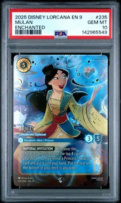 2025 Disney Lorcana EN 9 Mulan Enchanted #235 PSA 10 GEM MINT - Image 1