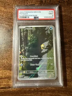 Pokemon TCG Psyduck Scarlet & Violet Holo Illustration Card 175/165 PSA 9 - Image 1
