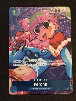 One Piece Perona OP01-077 Full Art (Box Topper) Romance Dawn Foil English Card - Image 1