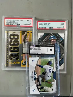 Lot of (3) Shohei Ohtani Caitlin Clark Bobby Witt Jr. Graded 9 MINT cards - Image 1