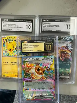 Lot of (3) Pokemon CGC 10 PRISTINE Eevee Pikachu Charizard - Image 1