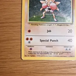 Pokemon TCG Hitmonchan 7/102 Base Set Holo Rare Card HP Condition - Image 4