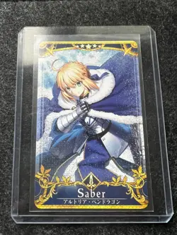 FGO Fate Grand Order Arcade Card Artoria Pendragon Saber Stage 5 Final FOIL - Image 1