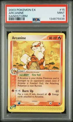 2003 POKEMON EX SANDSTORM #15 ARCANINE PSA 9 - Image 1