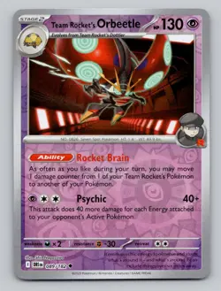 Reverse Holo Team Rocket's Orbeetle 089/182 Uncommon Destined Rivals Pokemon - Image 1