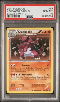 2011 POKEMON BLACK & WHITE 65 KROOKODILE HOLO PSA 10 POP 12 - Image 1
