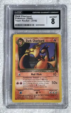 Pokemon Team Rocket Dark Charizard 21/82 CGC 8 NM/MINT! Pokemon Dark Charmeleon - Image 1