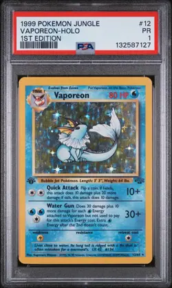 PSA 1 PR 1999 1ST EDITION Pokemon Jungle Vaporeon 12/64 Holo Foil Rare WOTC - Image 1