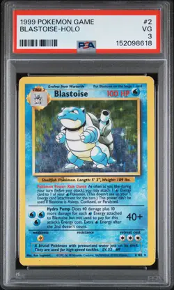 1999 POKEMON GAME #2 BLASTOISE-HOLO PSA 3 - Image 1