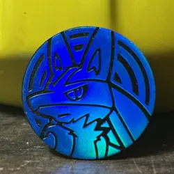 Pokemon Lucario TCG Burning Shadows Collectors Coin - Blue 2017 - Image 1