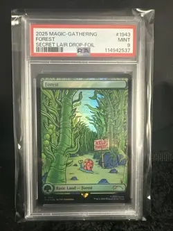 2025 MTG Magic The Gathering SpongeBob Secret Lair Forest Foil #1943 PSA 9! - Image 1